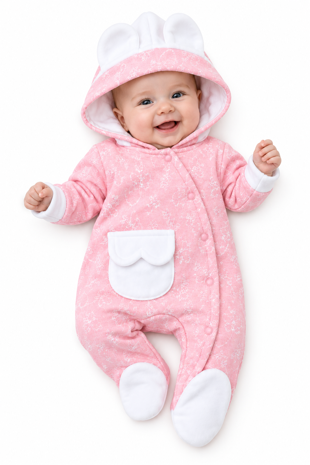 Baby Shark Mia Floral Hooded Baby Romper