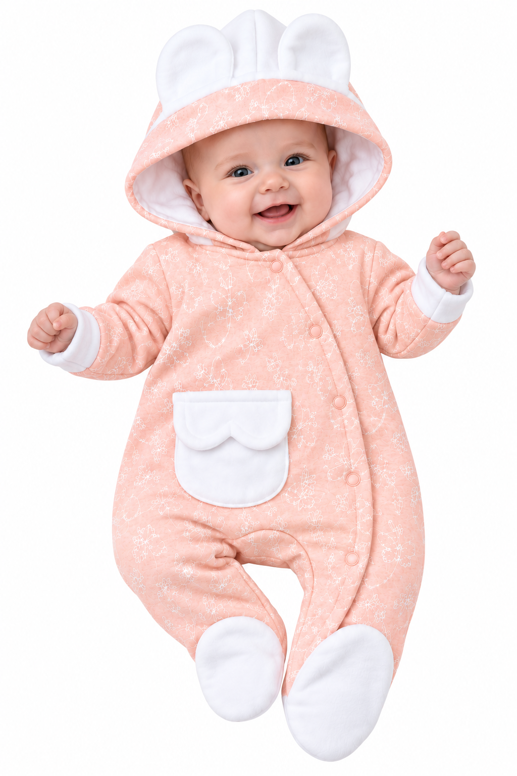 Baby Shark Mia Floral Hooded Baby Romper