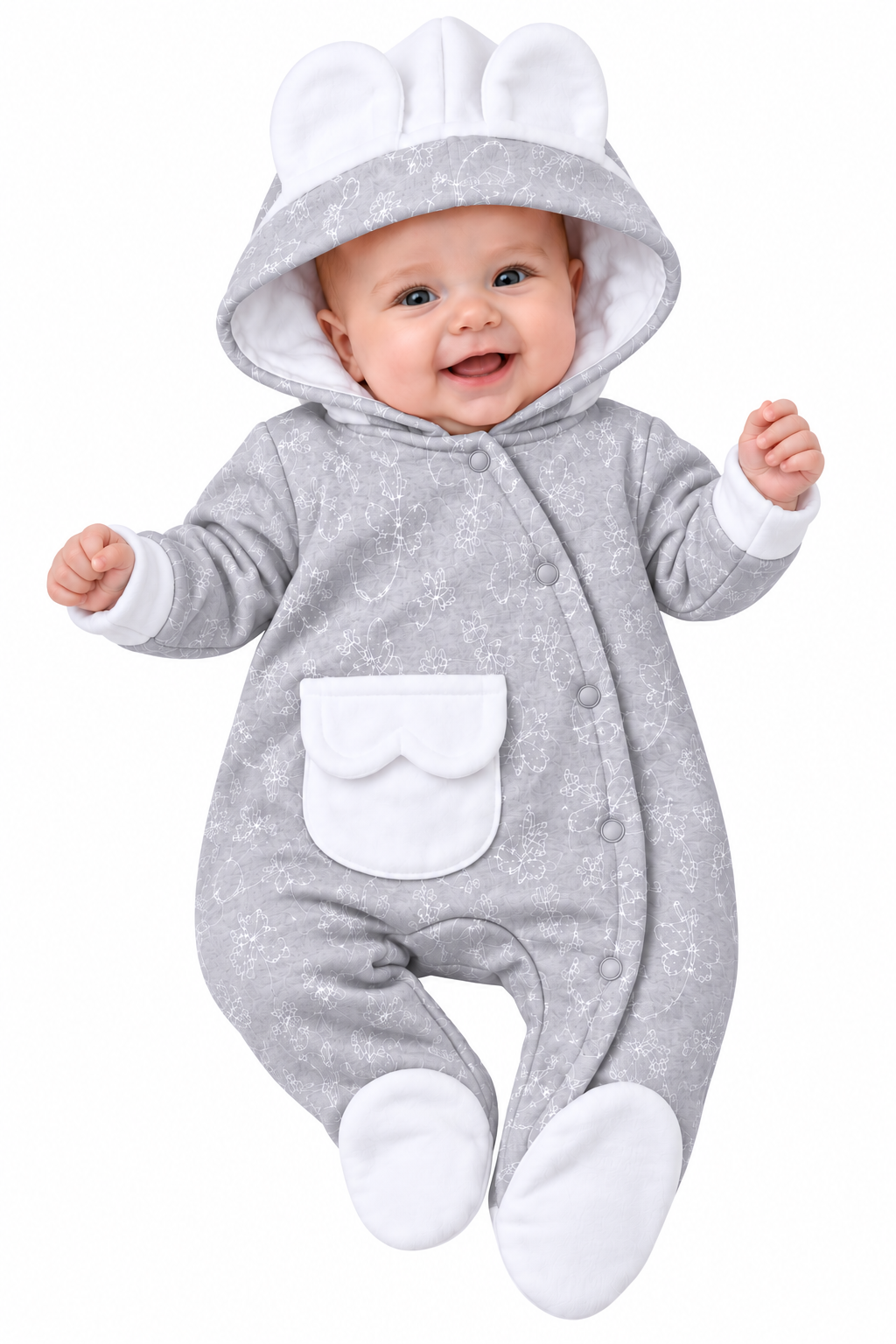 Baby Shark Mia Floral Hooded Baby Romper