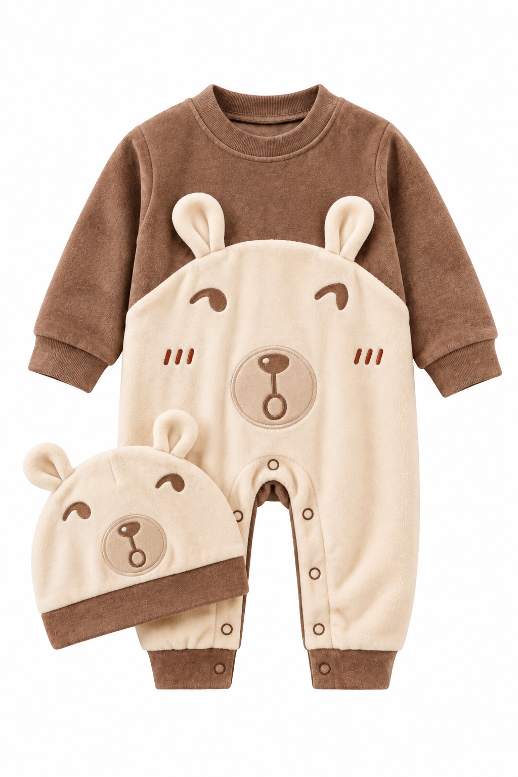 Baby Shark Teddy Bear Cotton Baby Romper Set with Matching Hat