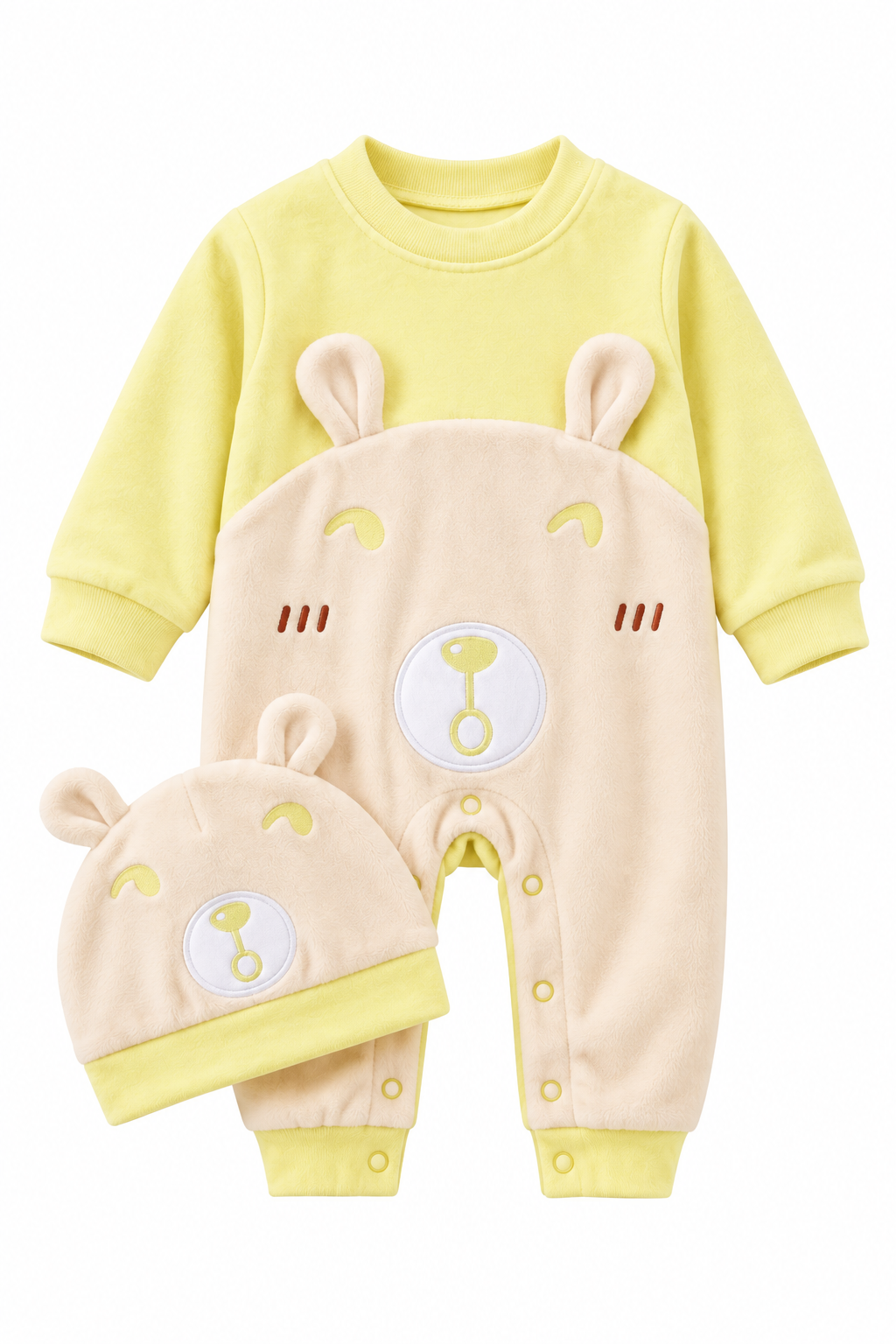 Baby Shark Teddy Bear Cotton Baby Romper Set with Matching Hat